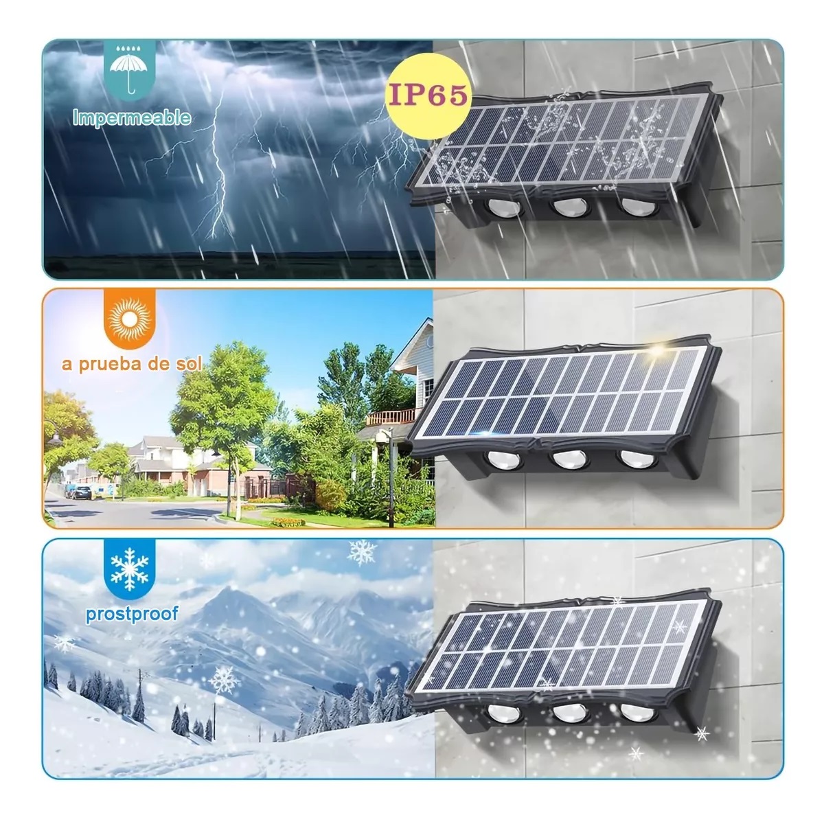 Luminaria Solar Exterior Impermeable Luz Pared Color M1