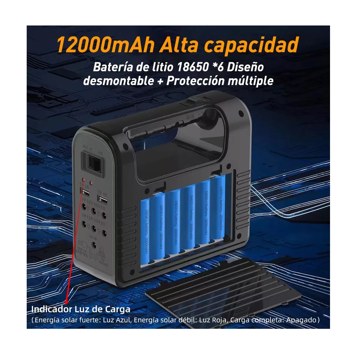 Lampara Camping Solar Luz Iluminación Linterna Banco Energía