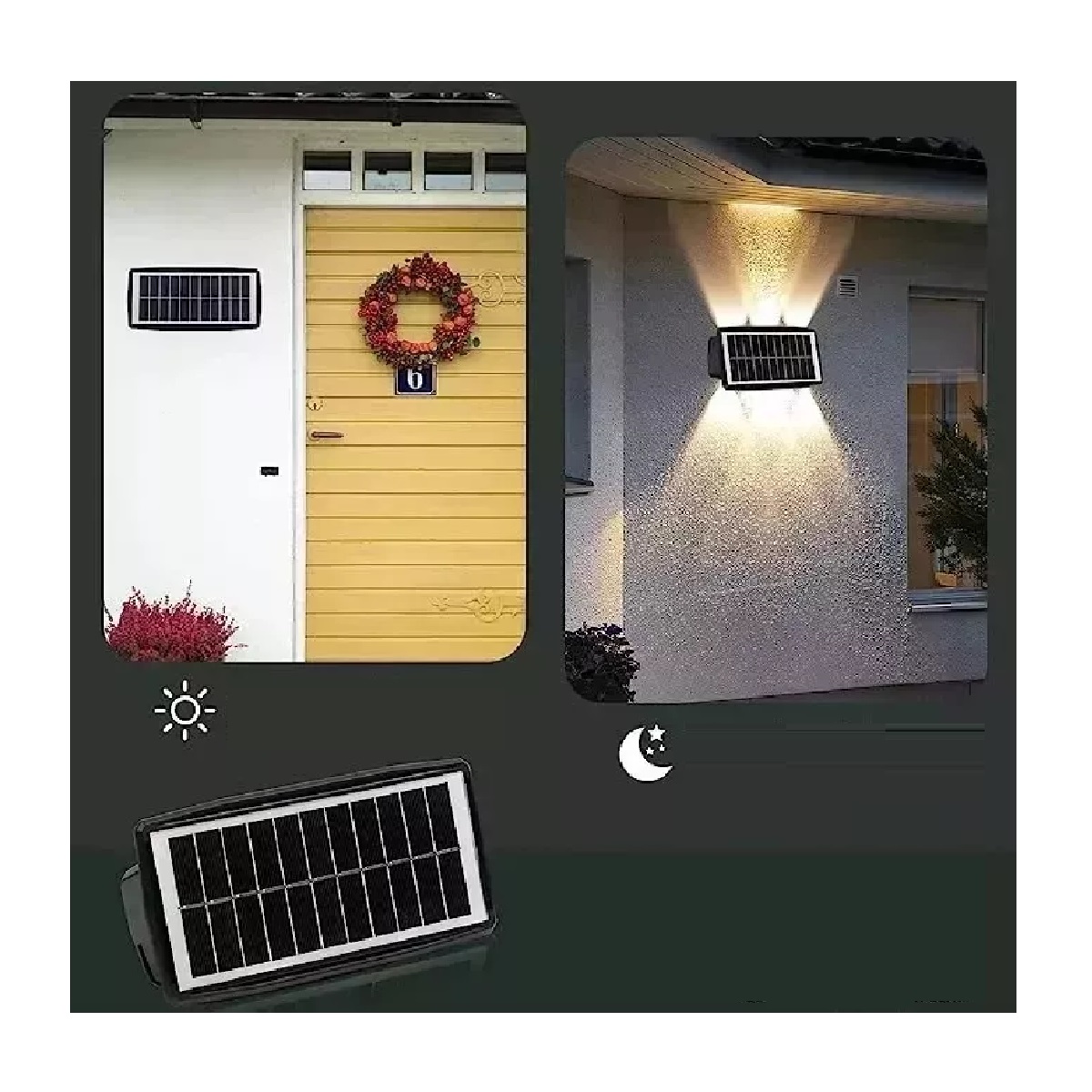 Luminaria Solar Exterior Impermeable Luz Pared Color M2