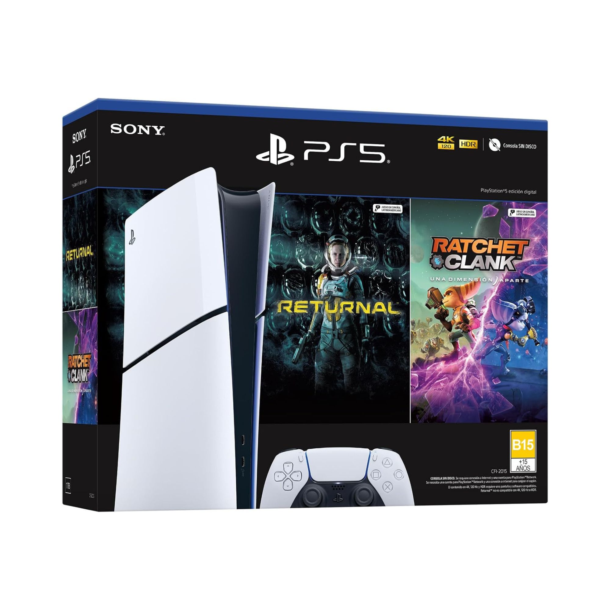 PlayStation 5 Slim, Digital Edition, 1 TB, Bundle 2 Juegos Digitales, incluye 1 Control Inalámbrico, White