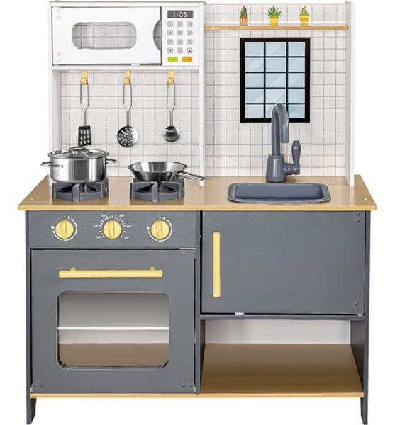 Cocina Cocinita Infantil Madera Niños Moderna Accesorios Little Monkey