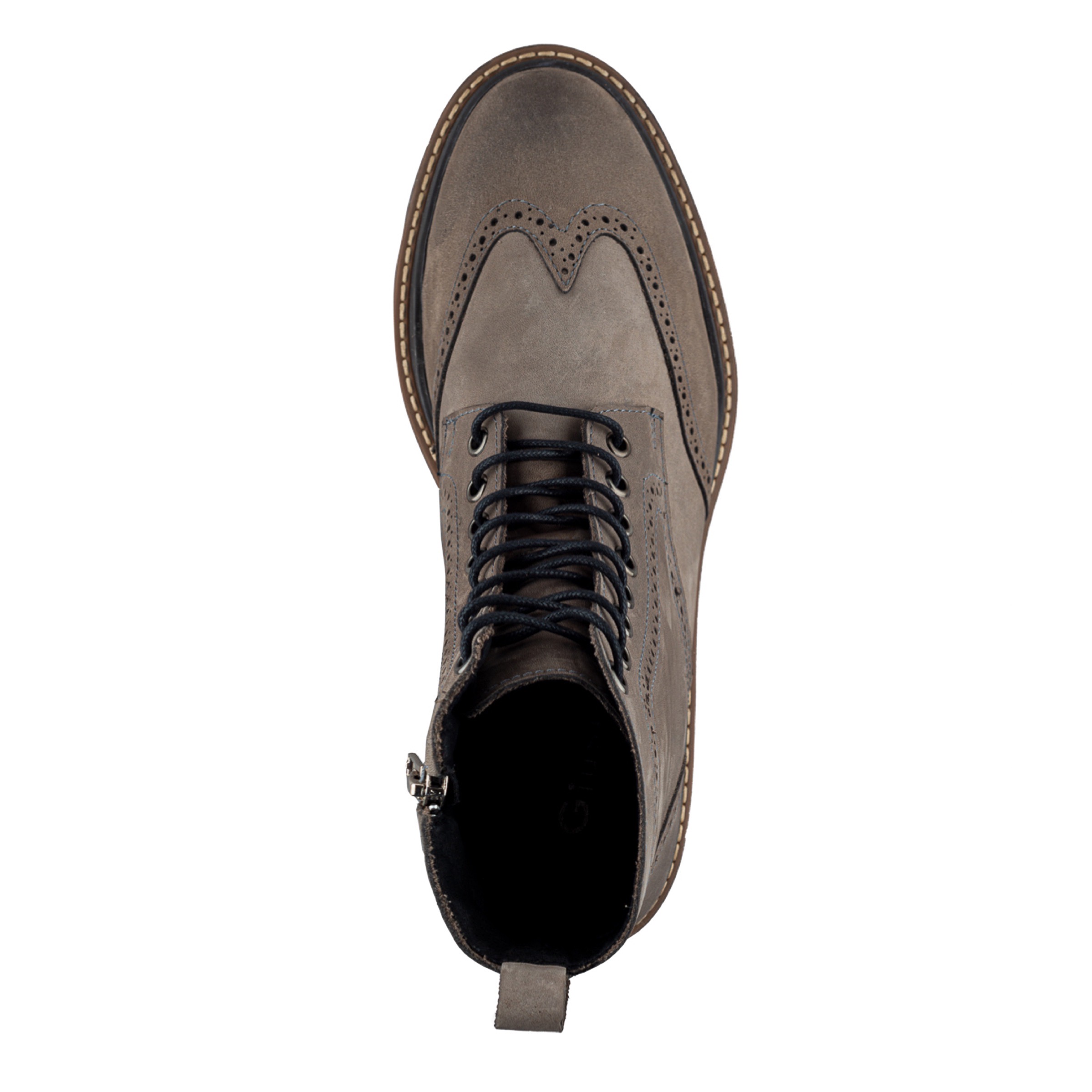 Bota Bostoniana En Piel Vacuno Gamuza Gris Con Cierre Para Hombre