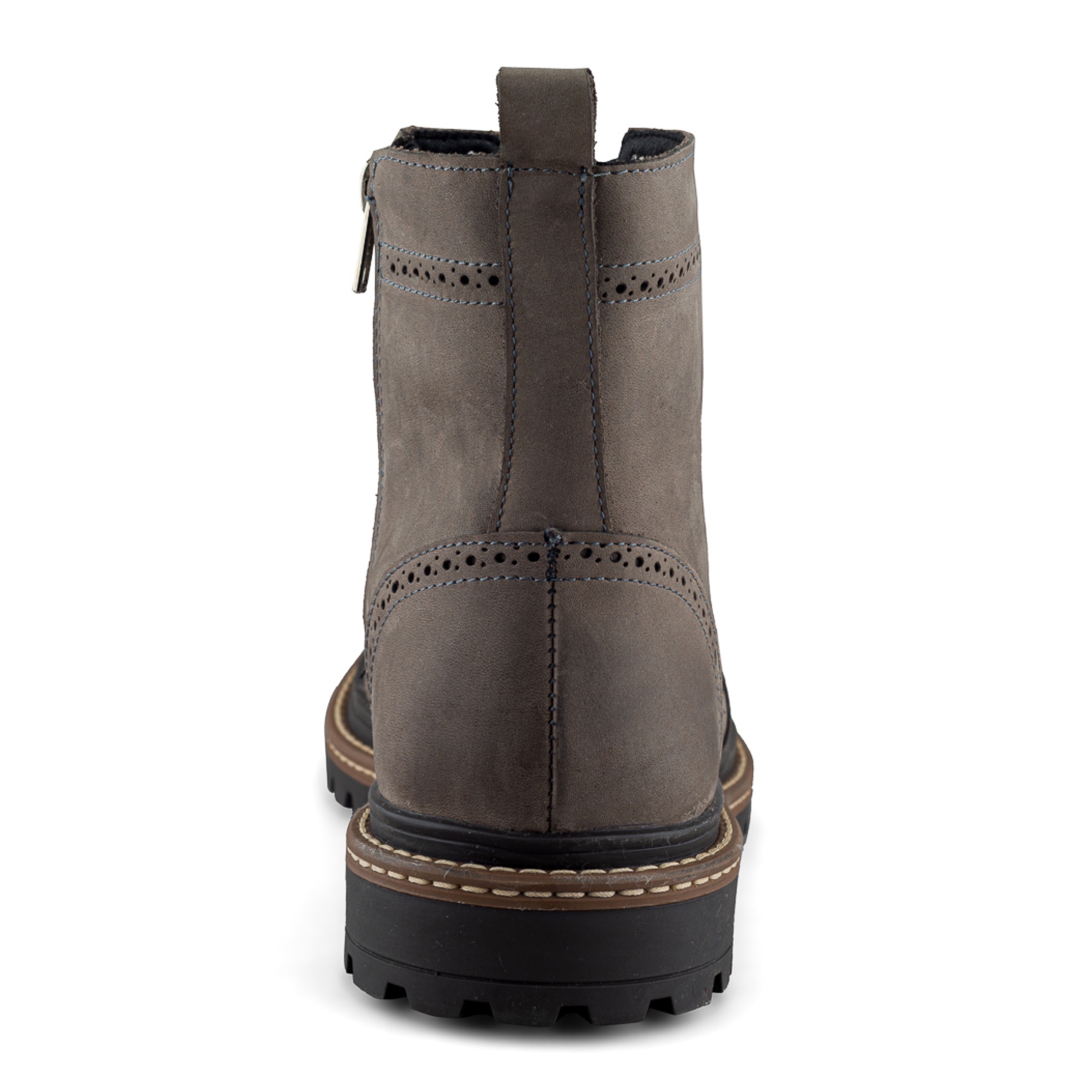 Bota Bostoniana En Piel Vacuno Gamuza Gris Con Cierre Para Hombre
