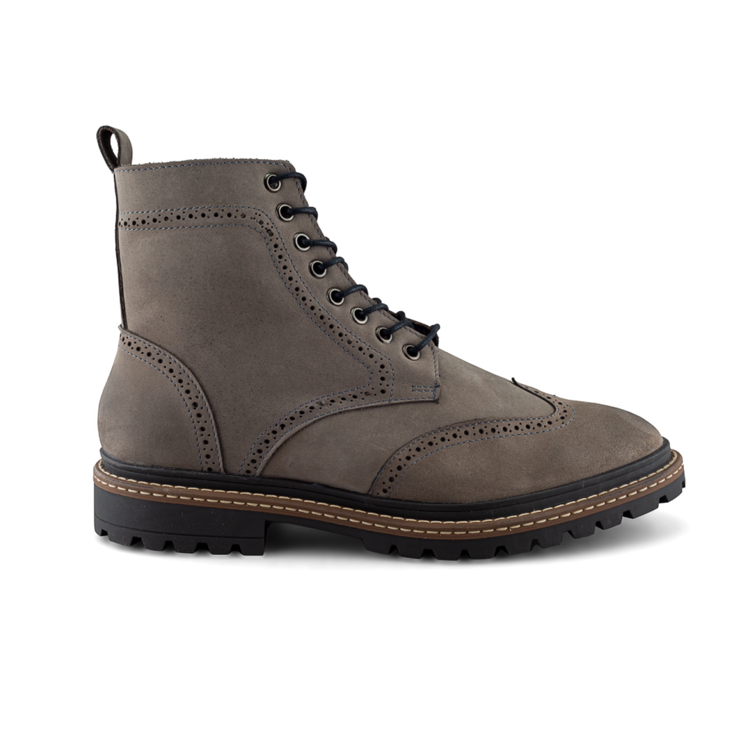 Bota Bostoniana En Piel Vacuno Gamuza Gris Con Cierre Para Hombre