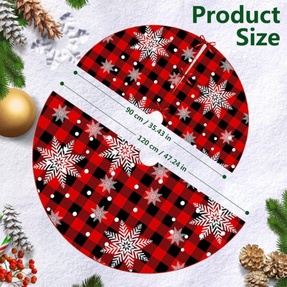 Cubierta Del Árbol Navidad Falda Pie Colorido Rojo3 estrellas blancas orilla blanca