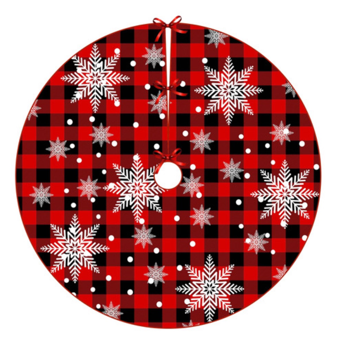 Cubierta Del Árbol Navidad Falda Pie Colorido Rojo3 estrellas blancas orilla blanca