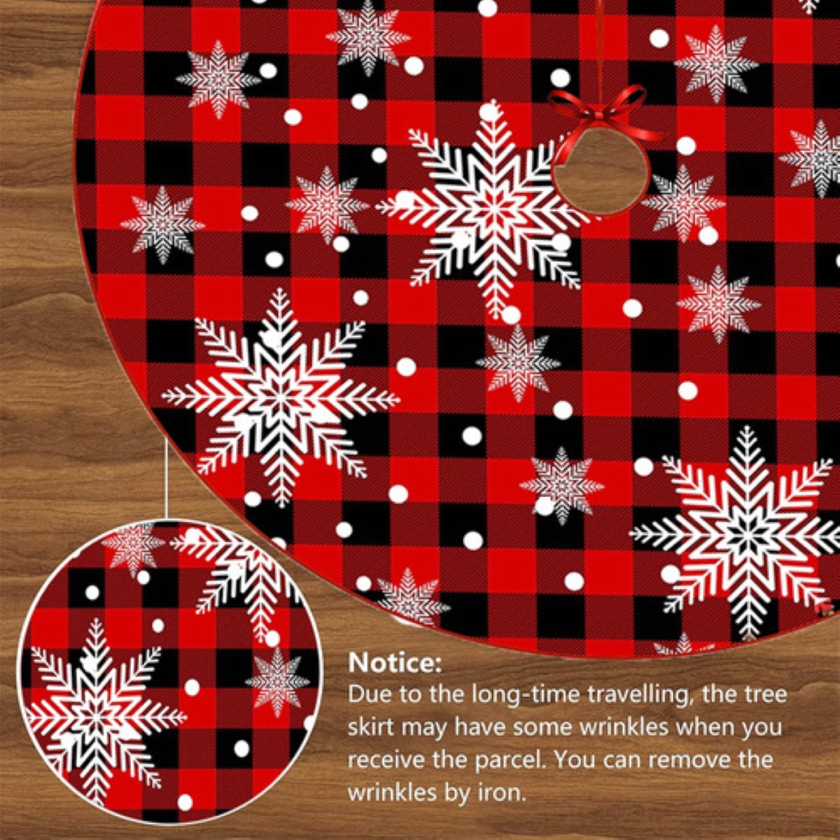 Cubierta Del Árbol Navidad Falda Pie Colorido Rojo3 estrellas blancas orilla blanca