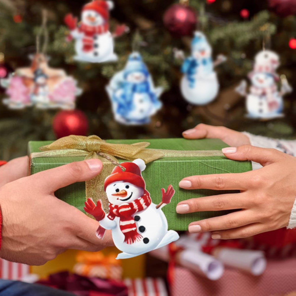 Muñeco De Nieve Adornos Madera Arbol Navidad 36 PZS 