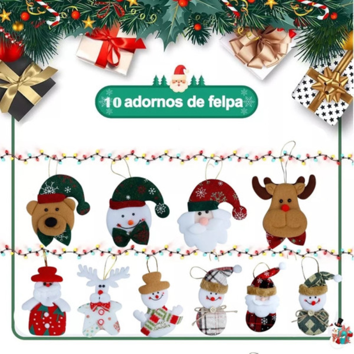Adornos Navideños Para Arbol de Navidad Muñecos Colgantes 10 pcs COLORES