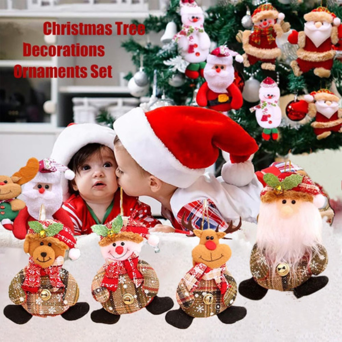 Adornos Navideños Para Arbol Navidad Muñecos Colgantes 12 pzs COLORES
