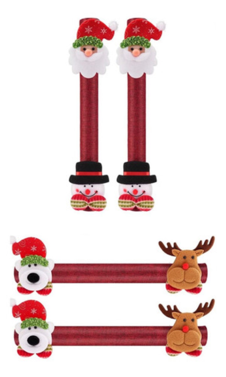 Cubiertas Para Manijas De Puerta Refrigerador Navidad 4 Pcs ROJO
