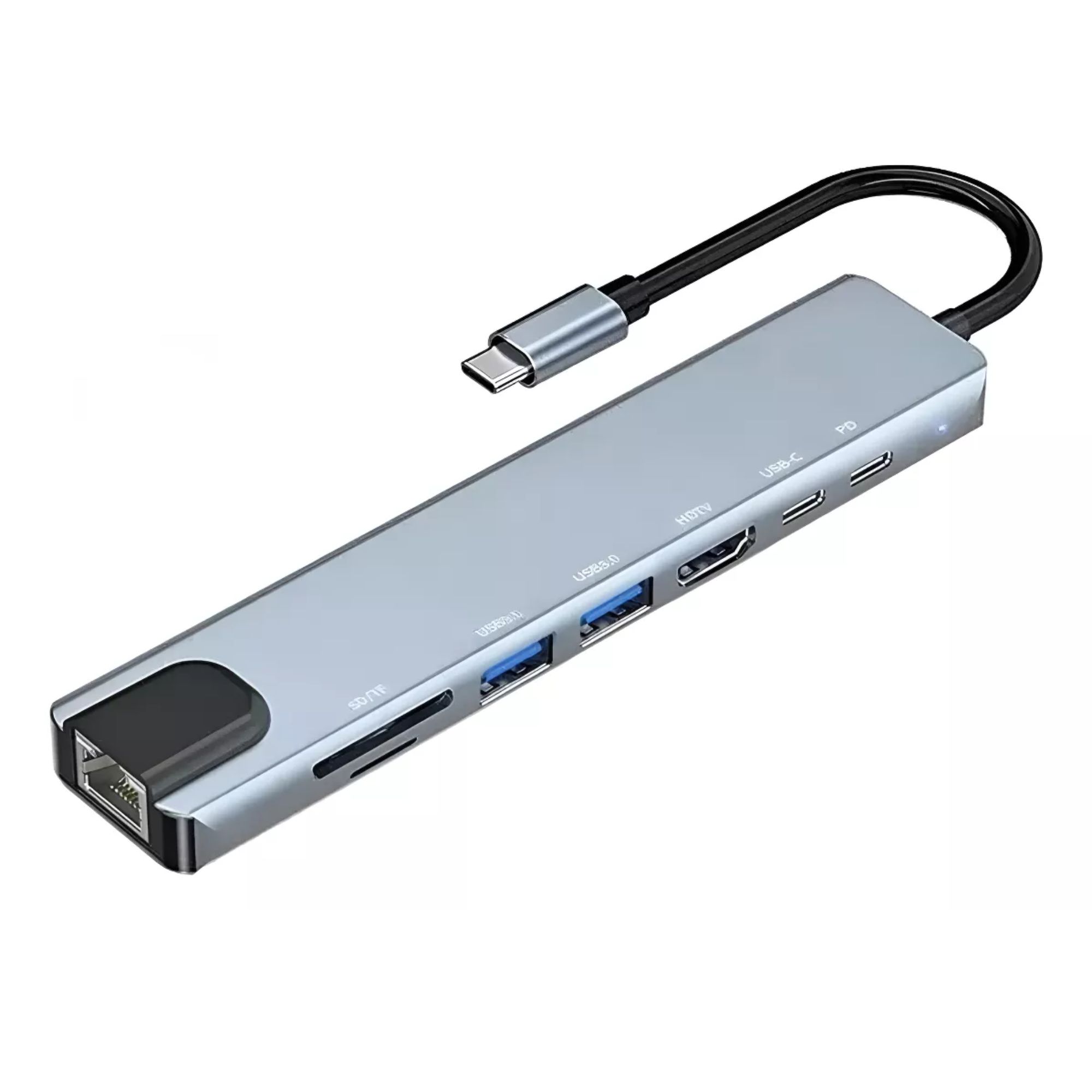 Hub Usb-c 8 En 1 Adaptadortipo C Ethernet Hdmi Usb Sd Rj45