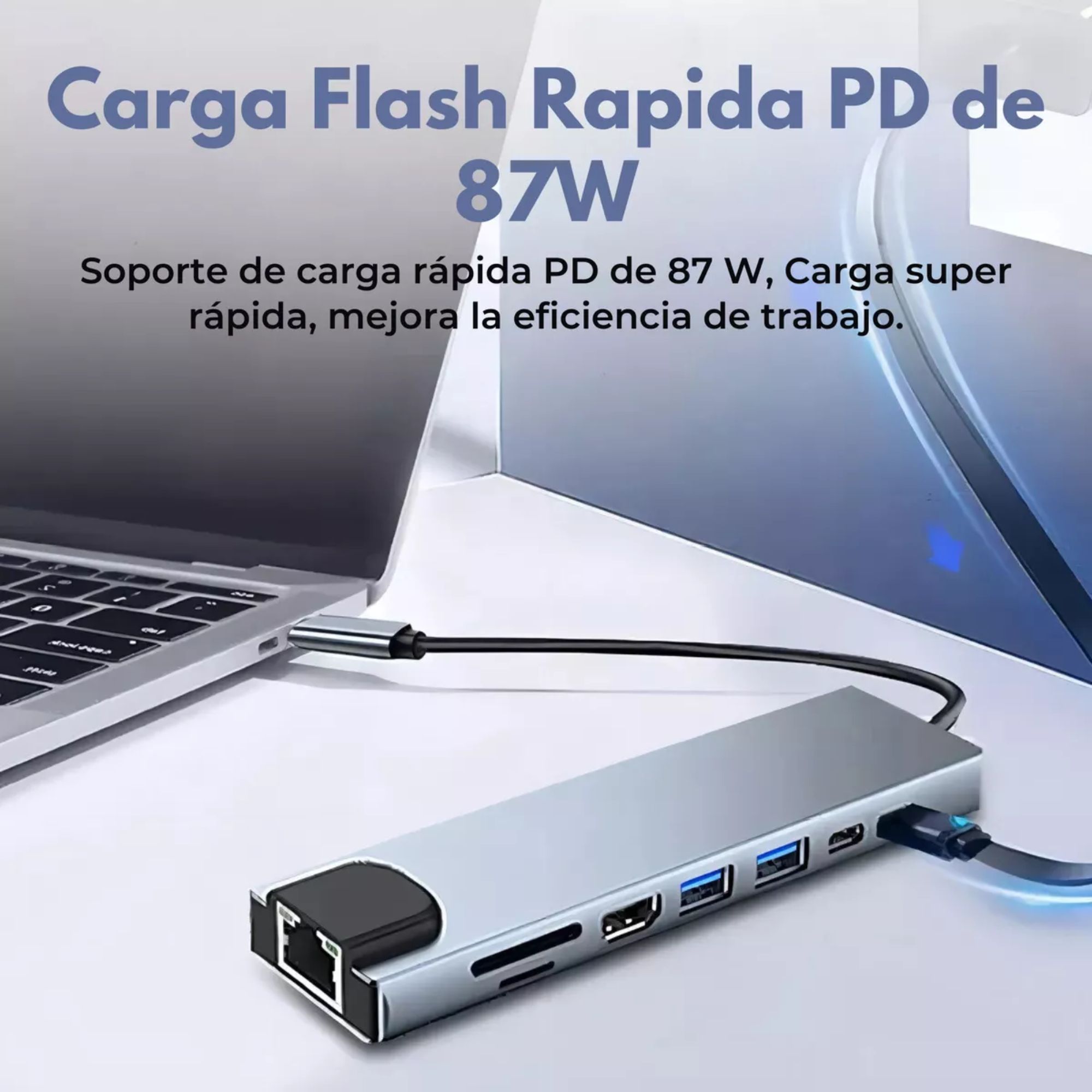 Hub Usb-c 8 En 1 Adaptadortipo C Ethernet Hdmi Usb Sd Rj45