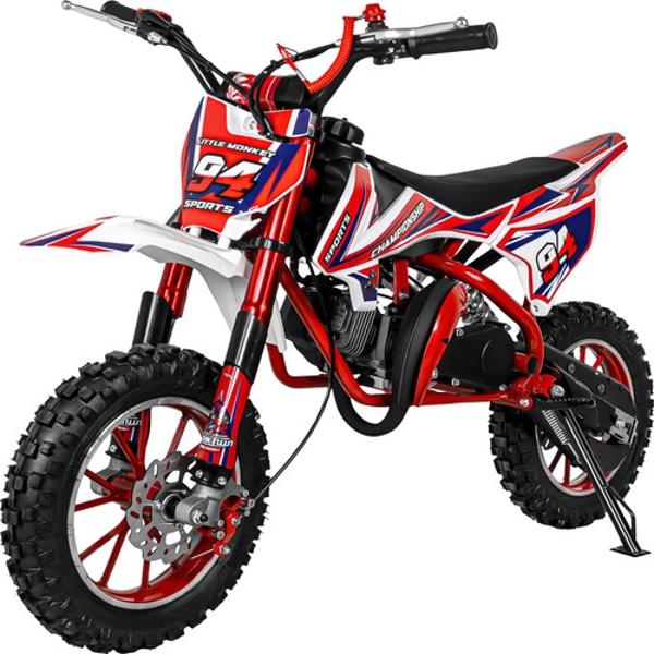 Moto Cross Pocket Montable Niños Motor Gasolina 45km/h Roja Little Monkey
