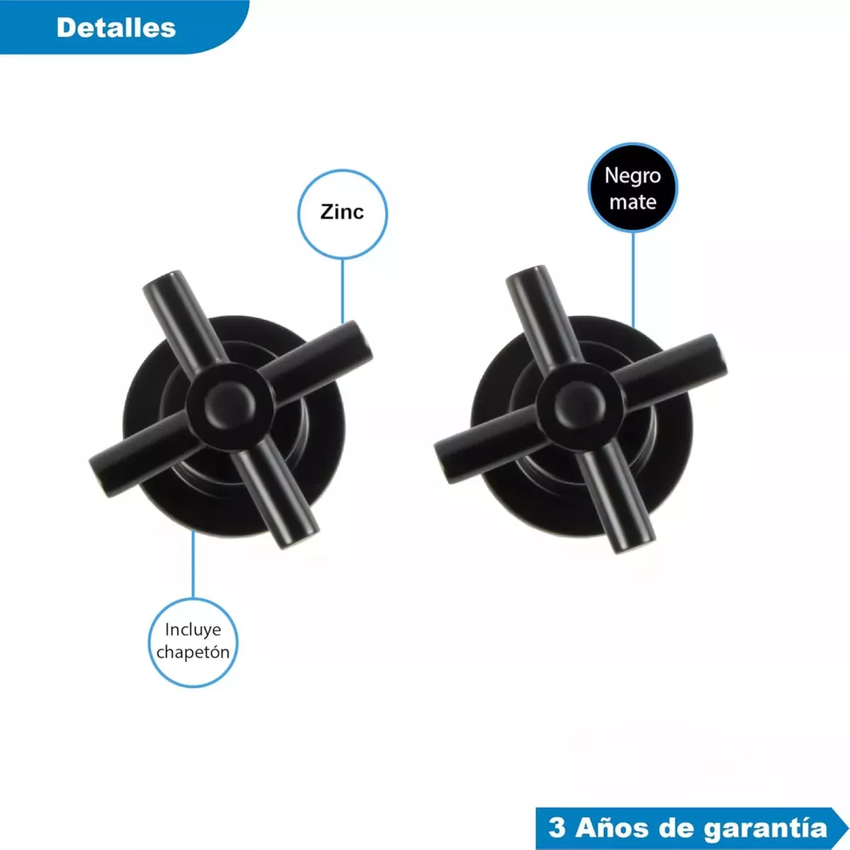 Manerales Para Regadera Tipo Cruceta Con Chapeton, Negro Mate