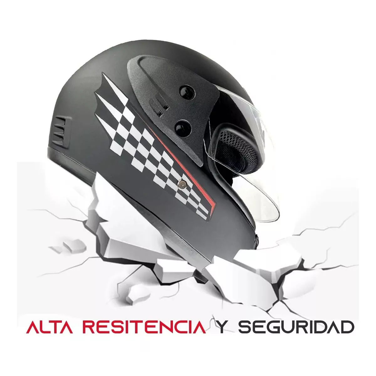 Casco Para Motocicleta Con Visor Protector Certificación Ce Negro Talla M
