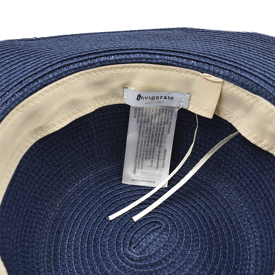 Sombrero Pamela Azul Marino Detalle de Cinta Bordada 
