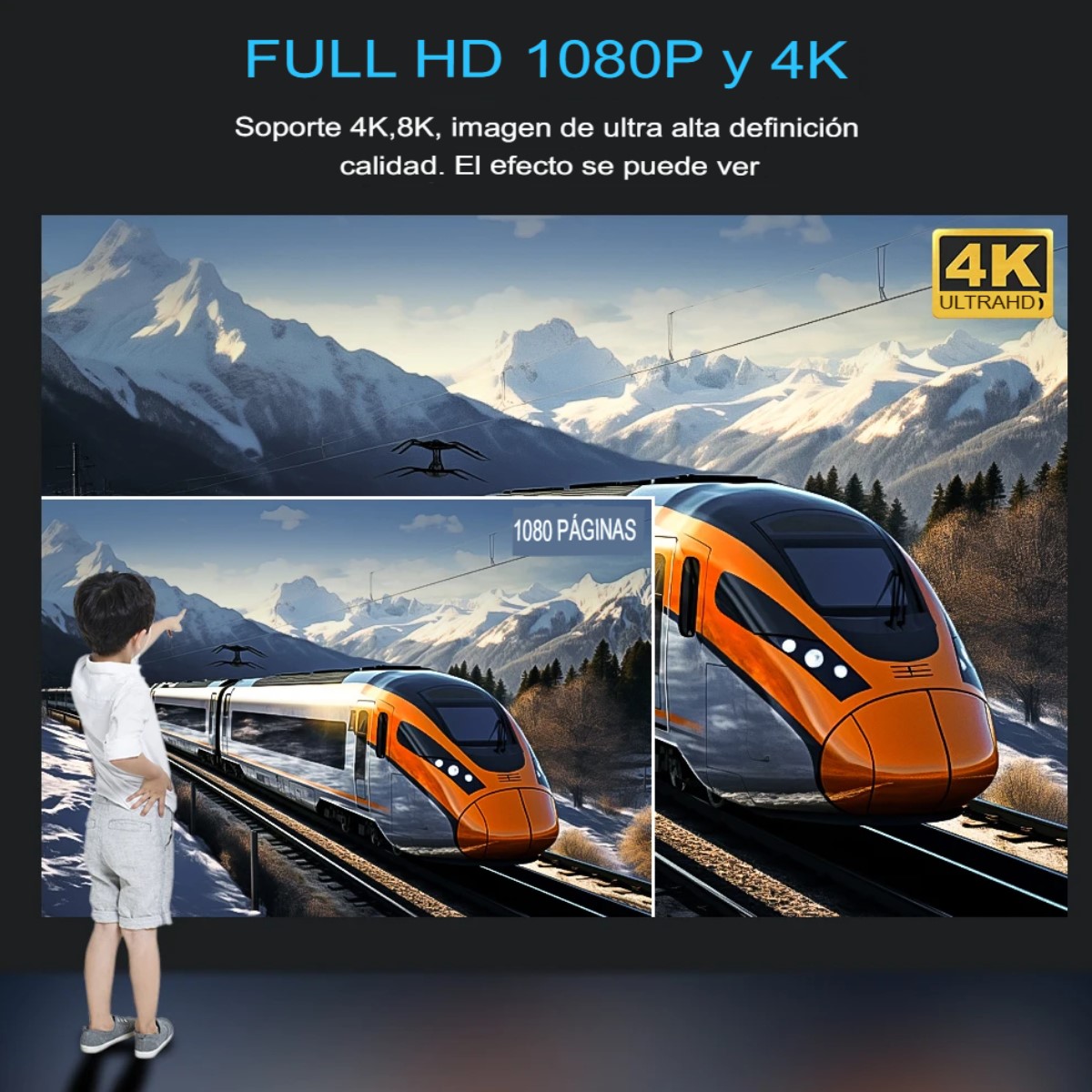 Proyector 25000 lúmenes Android 4K LED WiFi6 Bluetooth Video Cine casa video música touch Android