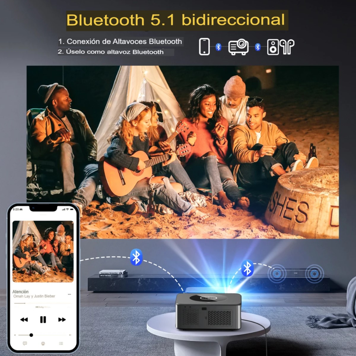 Proyector 25000 lúmenes Android 4K LED WiFi6 Bluetooth Video Cine casa video música touch Android