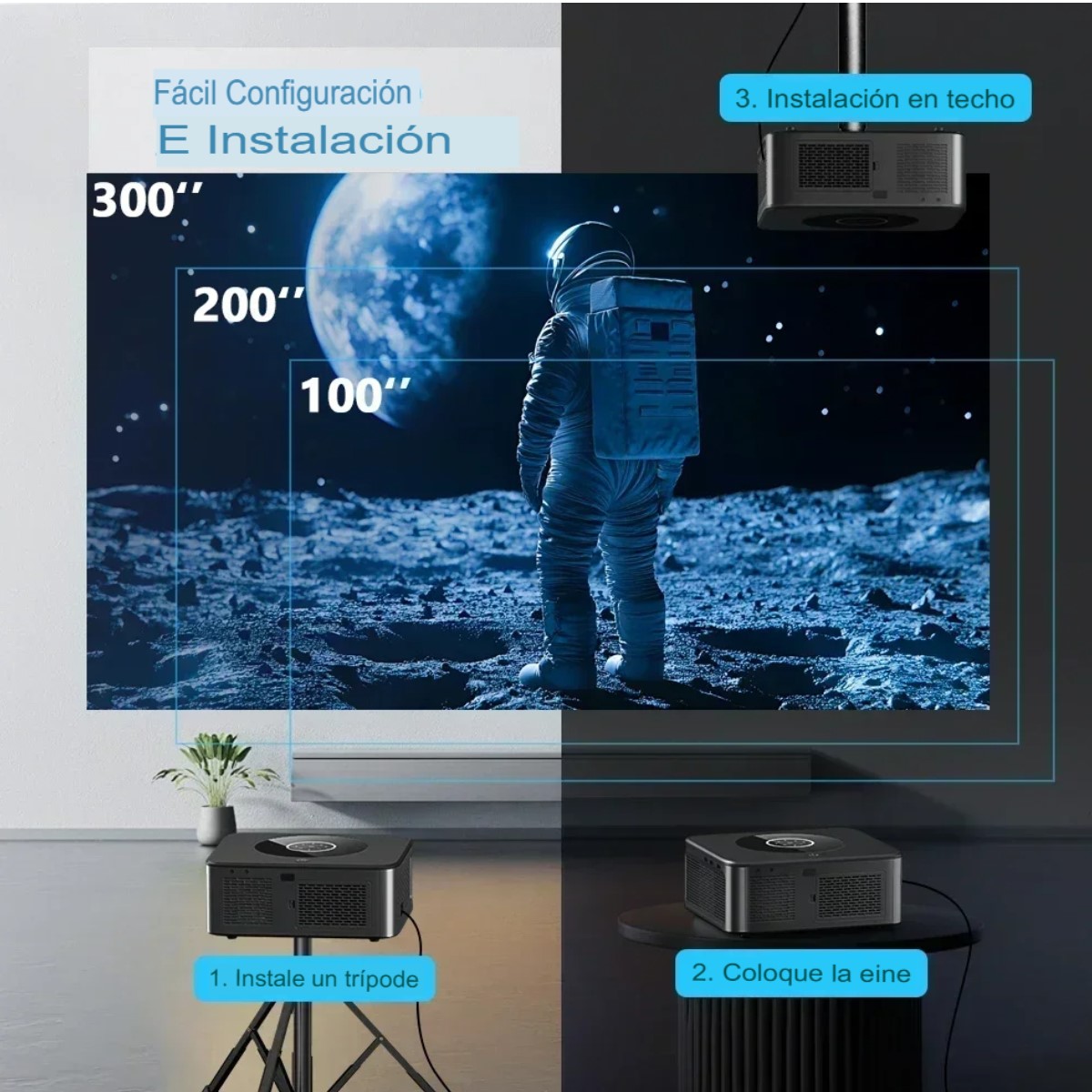 Proyector 25000 lúmenes Android 4K LED WiFi6 Bluetooth Video Cine casa video música touch Android