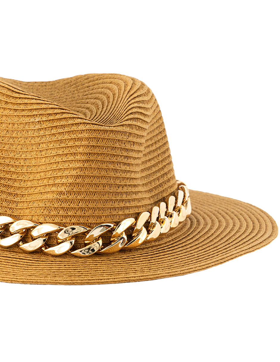 Sombrero Fedora Camel Detalle de Cadena 