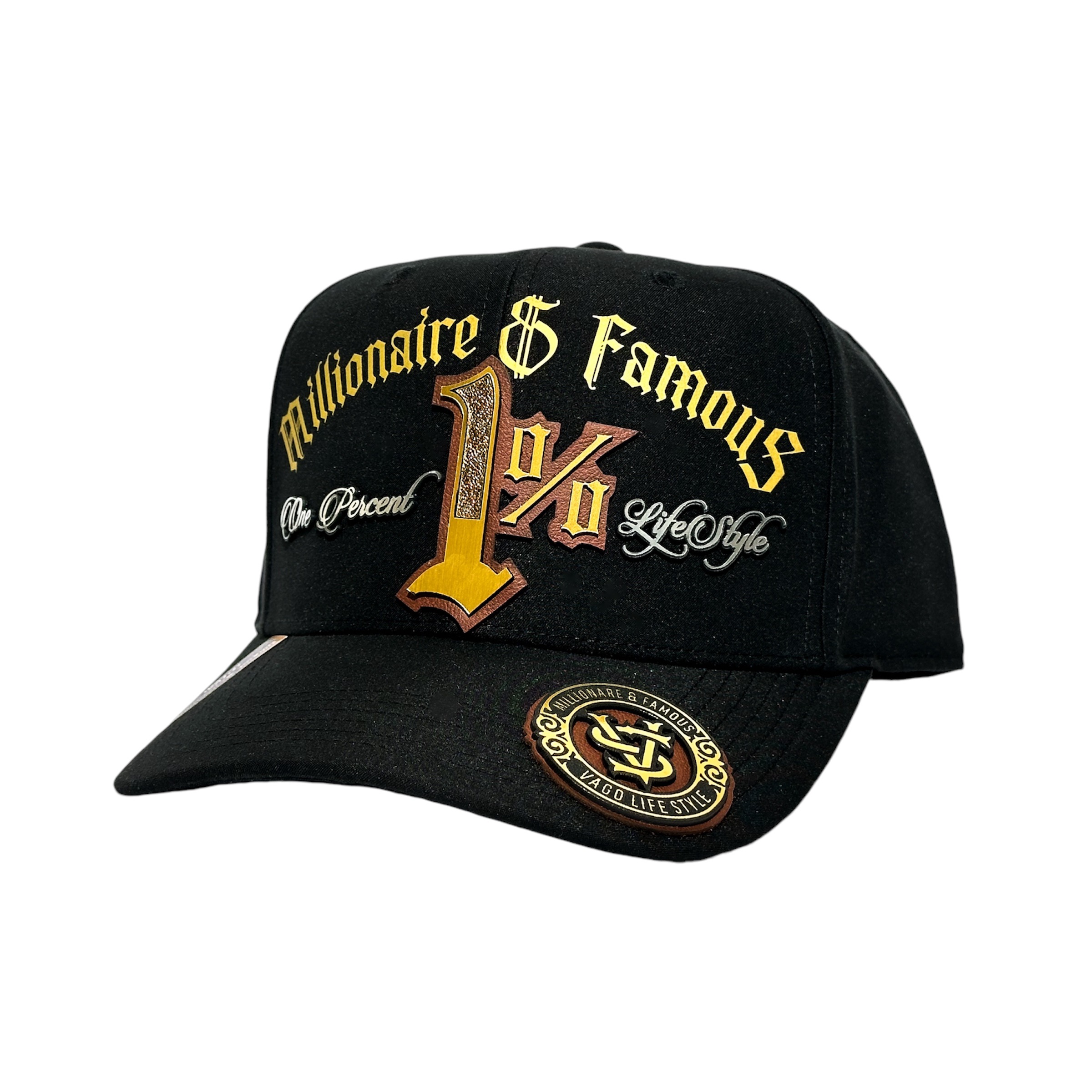 VAGO Style 1% Gorra Artesanal Negra Ajustable Visera Curva