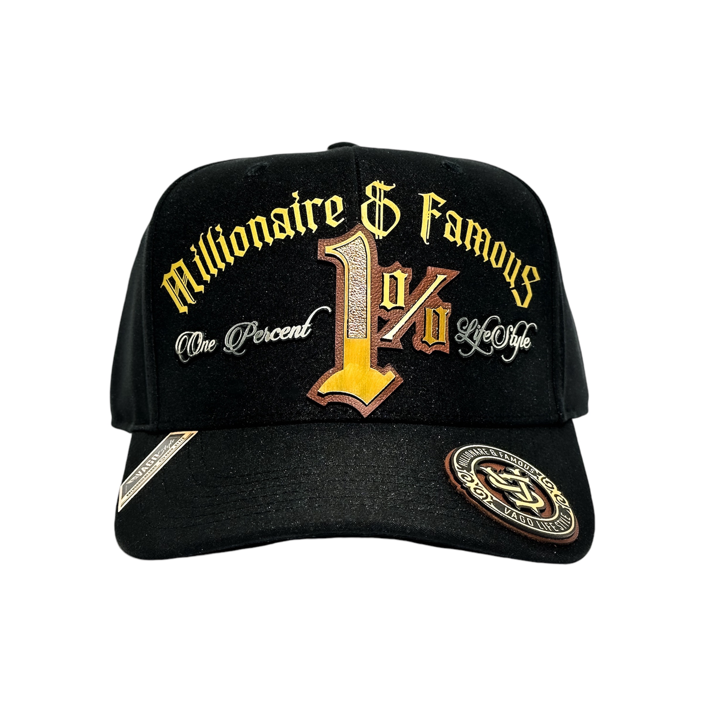 VAGO Style 1% Gorra Artesanal Negra Ajustable Visera Curva