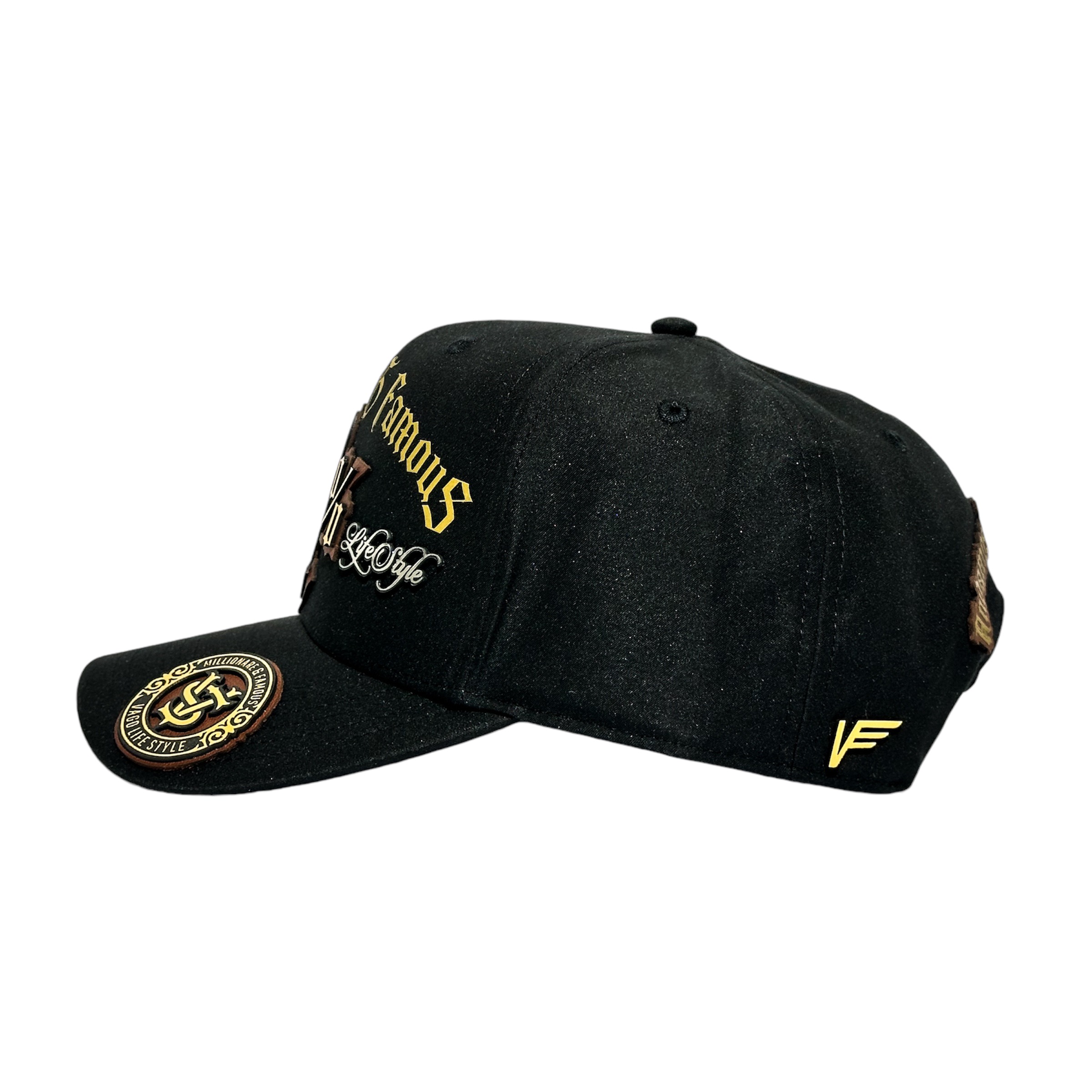 VAGO Style 1% Gorra Artesanal Negra Ajustable Visera Curva