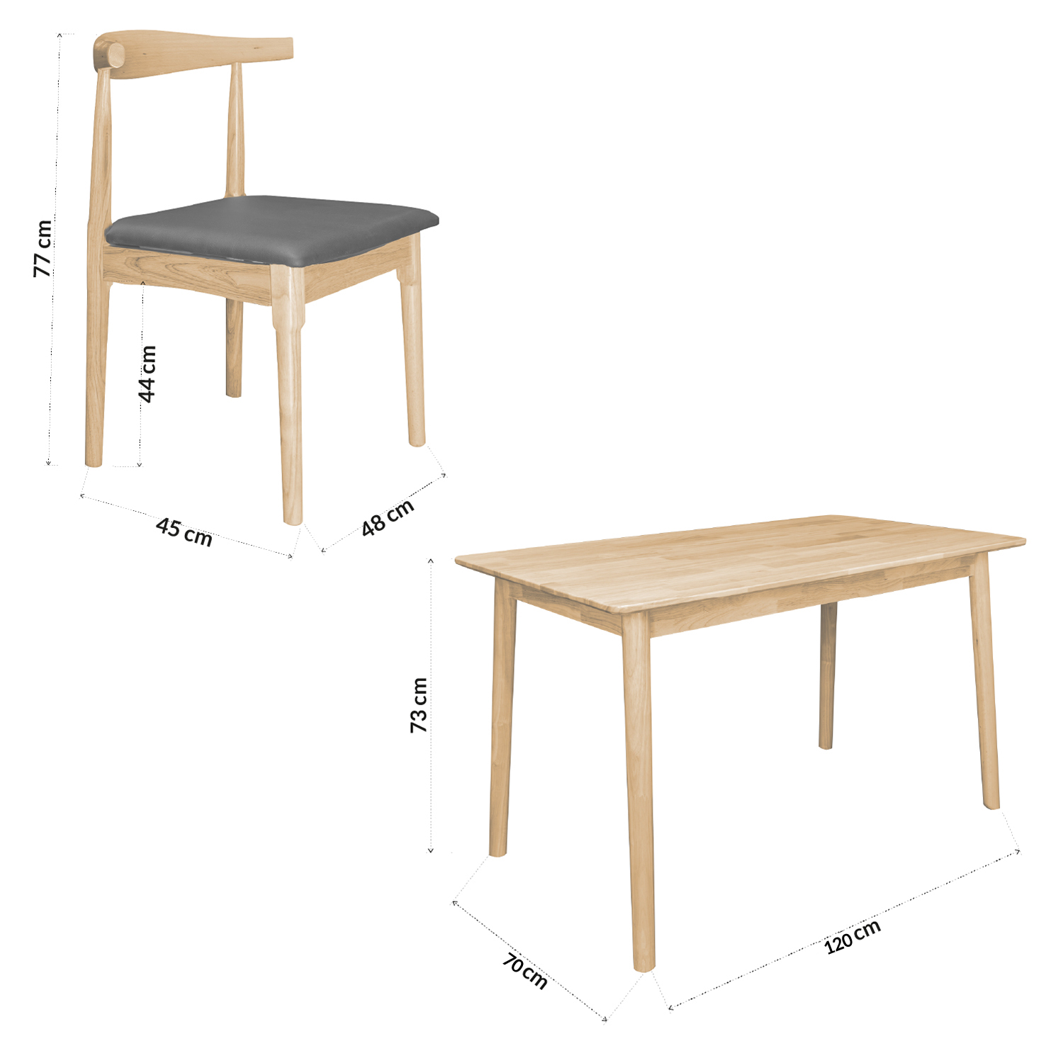 Comedor con Mesa de Madera y 4 Sillas Bossa Victoria