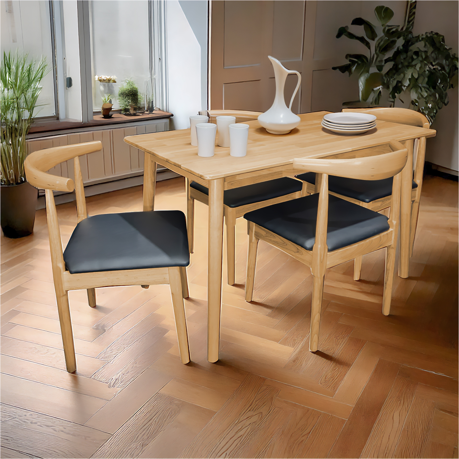 Comedor con Mesa de Madera y 4 Sillas Bossa Victoria