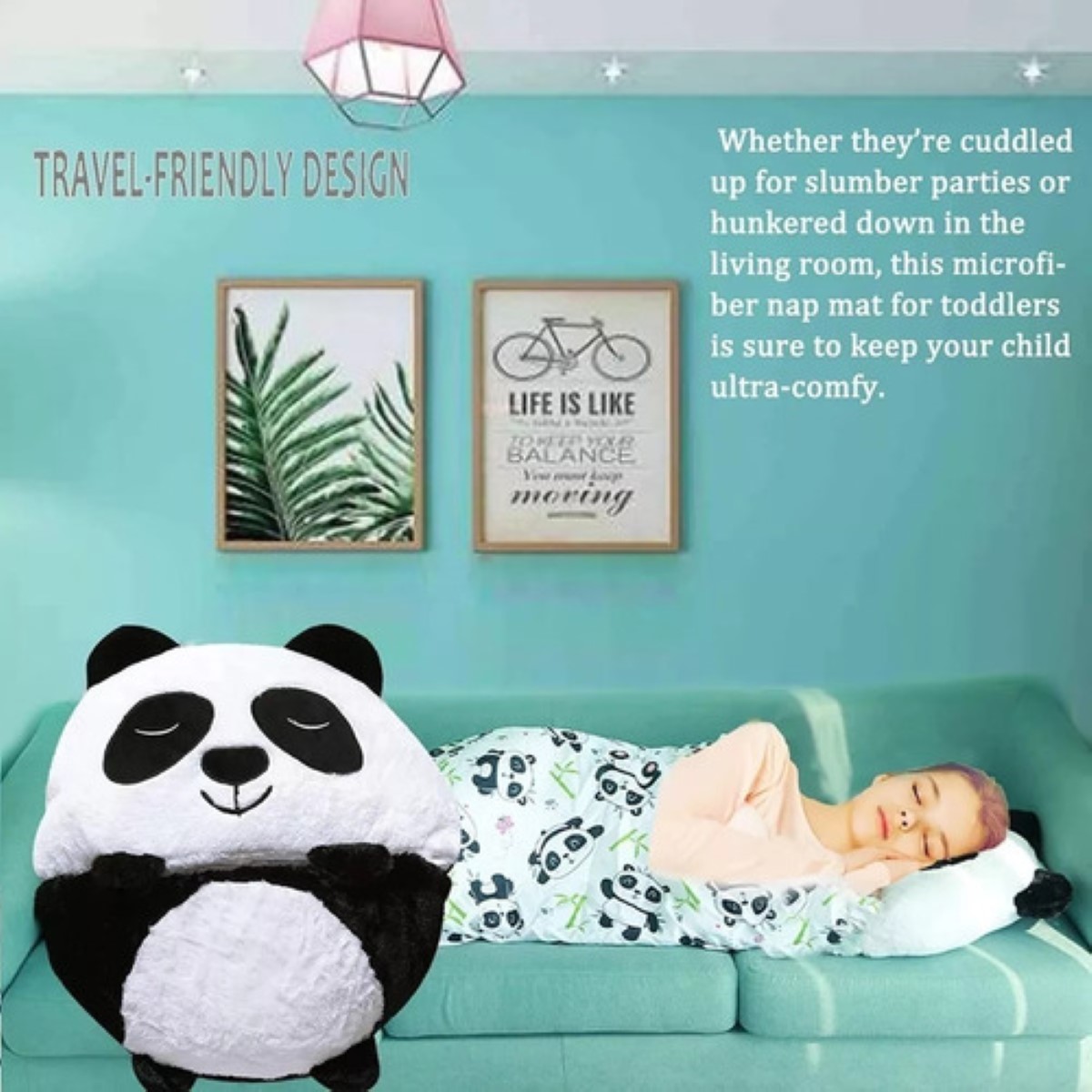 Saco De Dormir Con Almohada Para Niños 2 En 1 Oso blanco negro