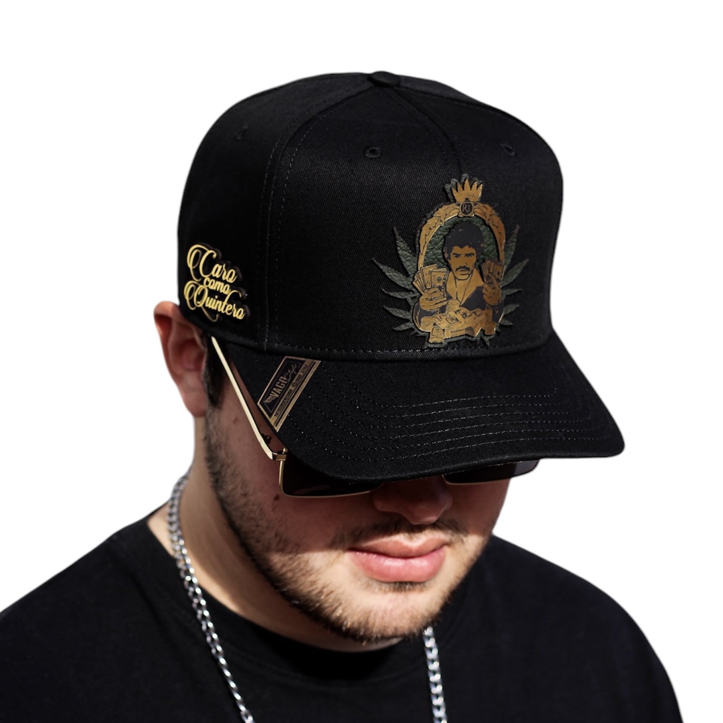 VAGO Style CARO COMO QUINTERO Gorra Negra Visera Curva Artesanal