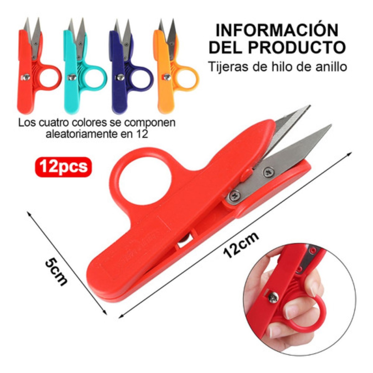 12 Tijeras Desebradores Acero Bordado Costura Cortador Hilo COLORES