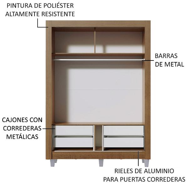 Ropero Closet Madesa Dallas Plus 1 Espejo con Pies MB 07
