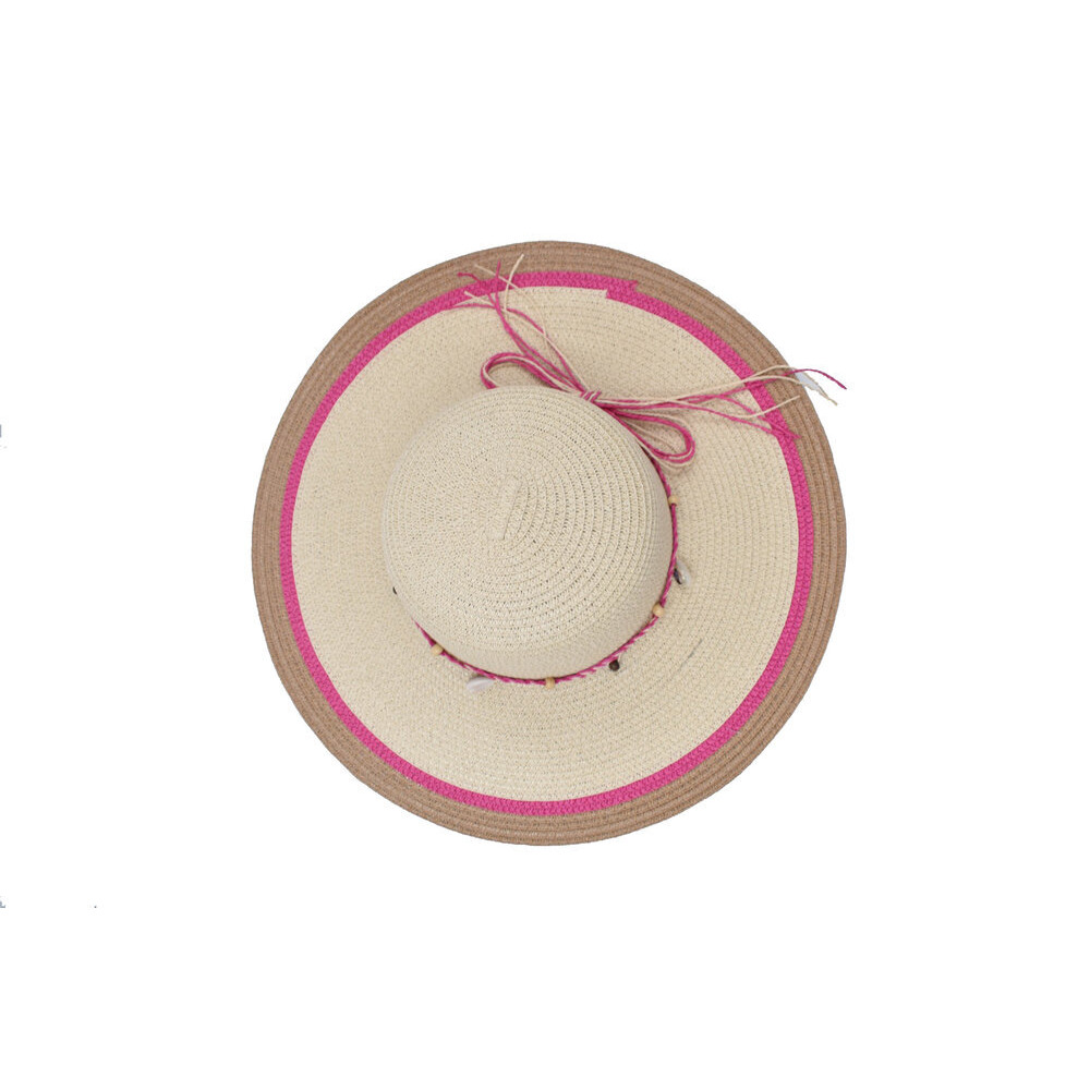 Sombrero Pamela Beige Detalles en Color Rosa