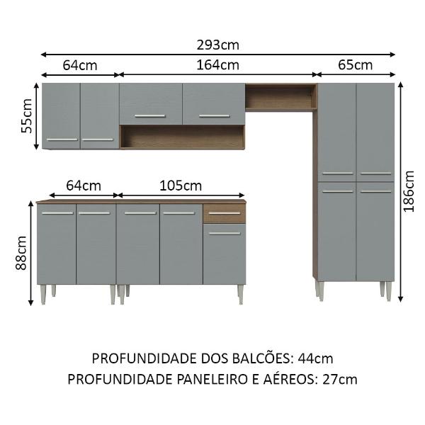 Cocina Integral Completa Modular Madesa Emilly 293cm MG 01
