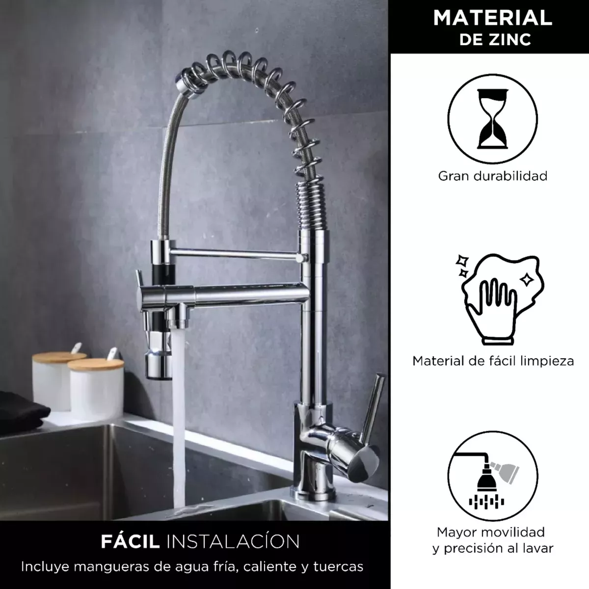Tarja Sencilla con Ecurridero Derecho Empotrable Acero Inox. Satinado 80x50 Cm
