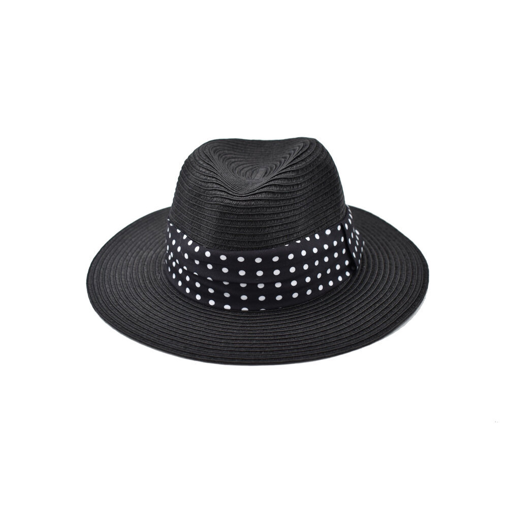 Sombrero Fedora Negro Detalle de Cinta con Lunares 