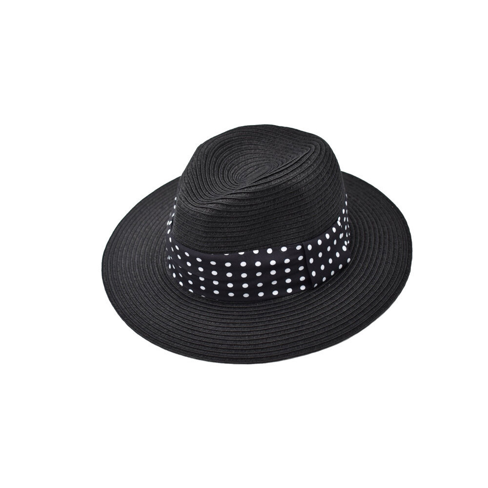 Sombrero Fedora Negro Detalle de Cinta con Lunares 