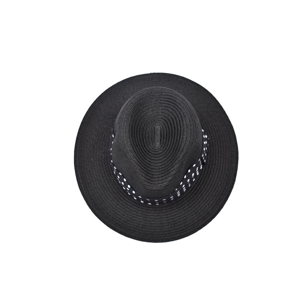Sombrero Fedora Negro Detalle de Cinta con Lunares 