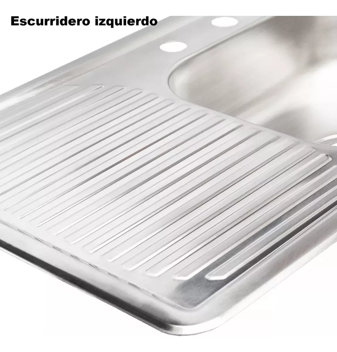 Tarja Sencilla con Escurridor Izquierdo, Empotrable Acero Inox. 80x50 Cm Incl. Monomando y kit Instalación