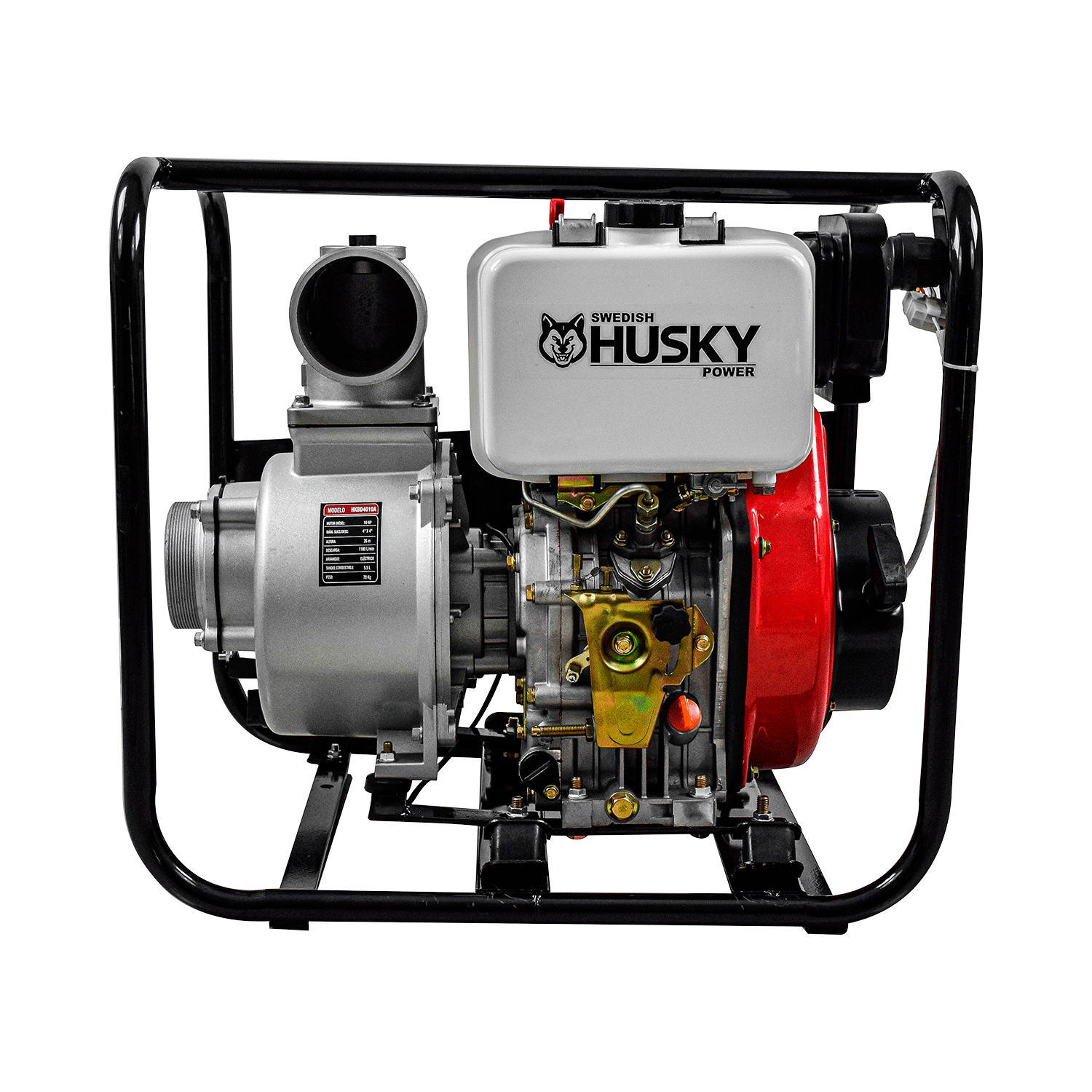 BOMBA DE AGUA AGRÍCOLA AUTOCEBANTE DIÉSEL ALTA PRESIÓN PROFESIONAL SWEDISH HUSKY POWER 10 HP 4X4 ELÉCTRICO 4 TIEMPOS - HKBD4010A