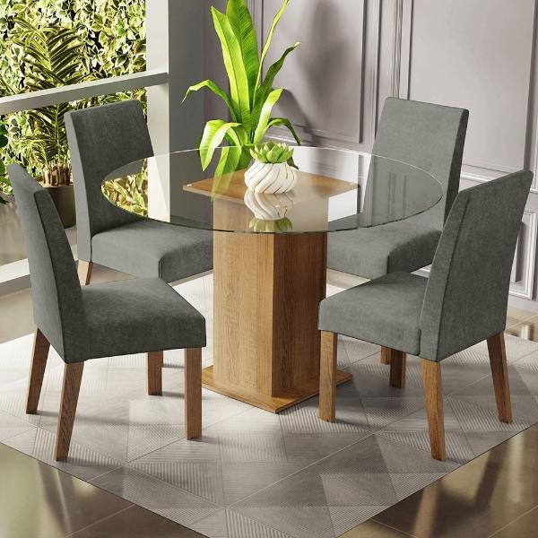 Juego de Comedor con Mesa Redonda y 4 Sillas Madesa Silver