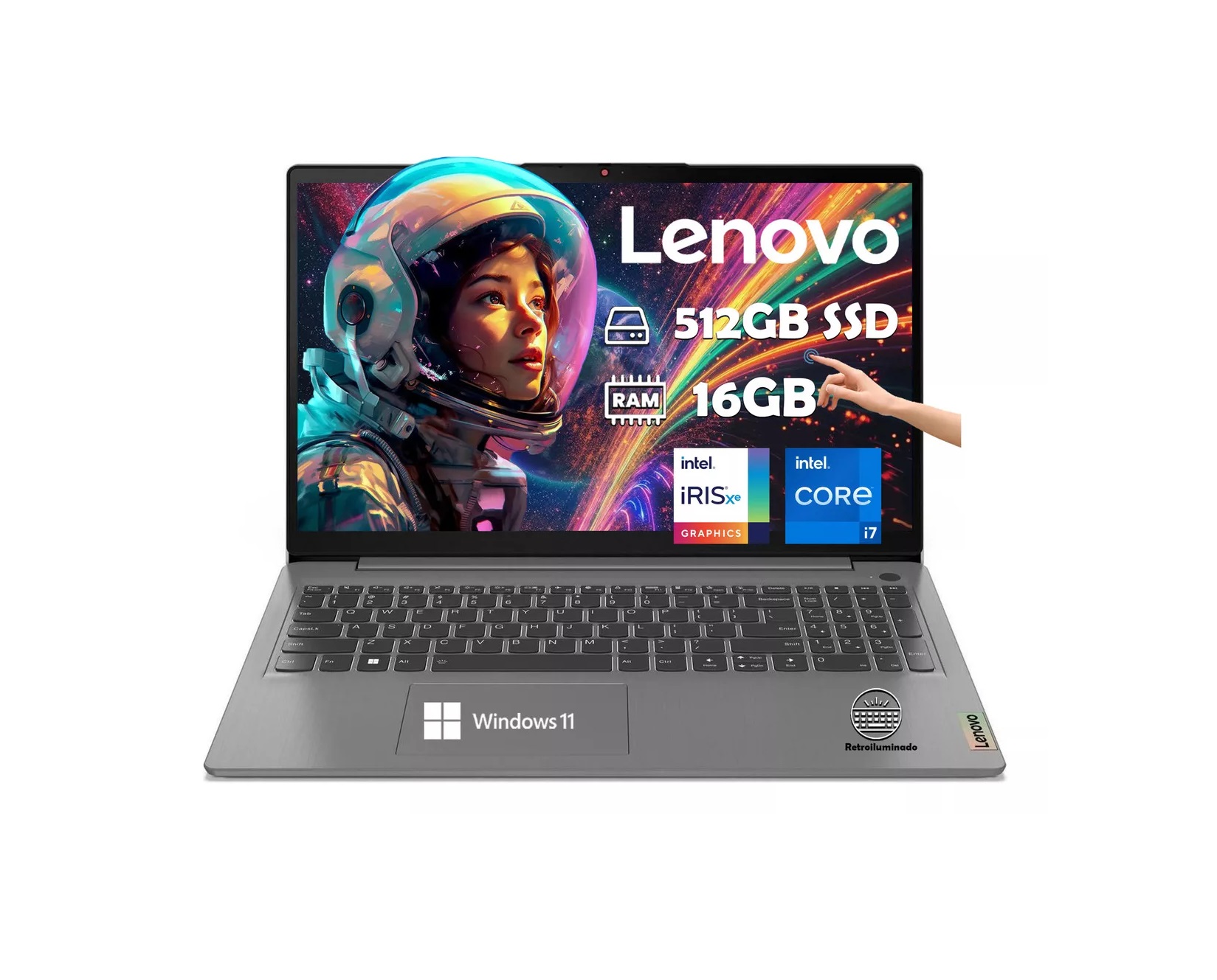 Laptop Lenovo Ideapad 3 15IAU7 Pantalla 15.6" FHD, Procesador Intel Core i7-1255u 16 Gb Ram 512 Gb Ssd, Windows 11 Home Color Gris