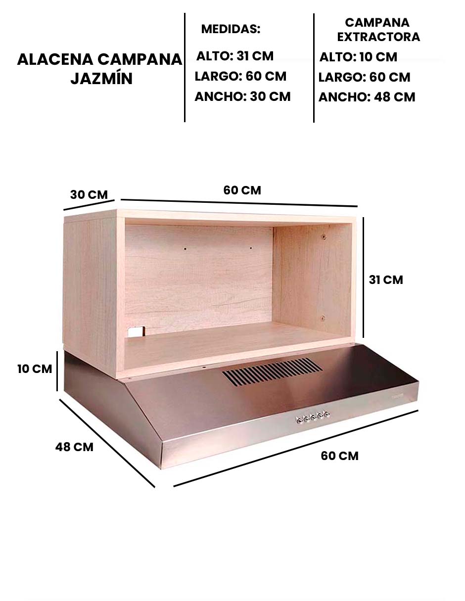 Campana Extractora Para Cocina JAZMIN Con Alacena