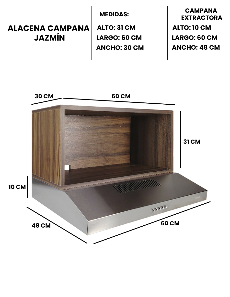 Campana Extractora Para Cocina JAZMIN Con Alacena