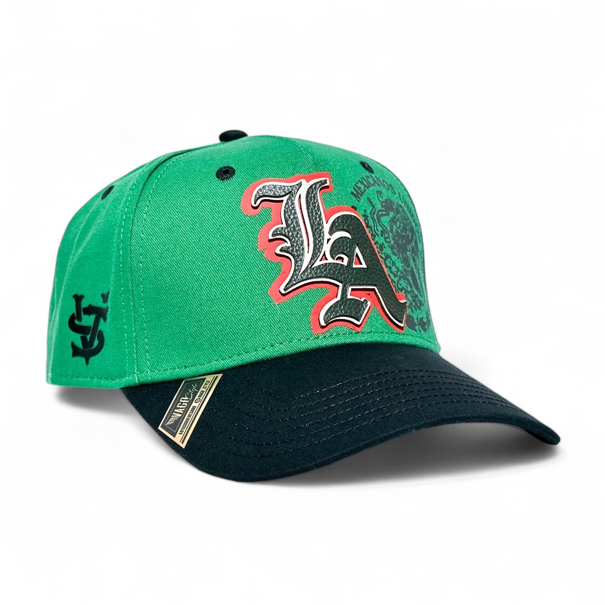 VAGO Style LA MX Gorra Artesanal Verde Visera Curva