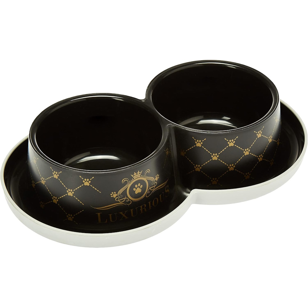 Plato Perro 2x350ml Gato Doble Anti-hormiga Luxury Negro