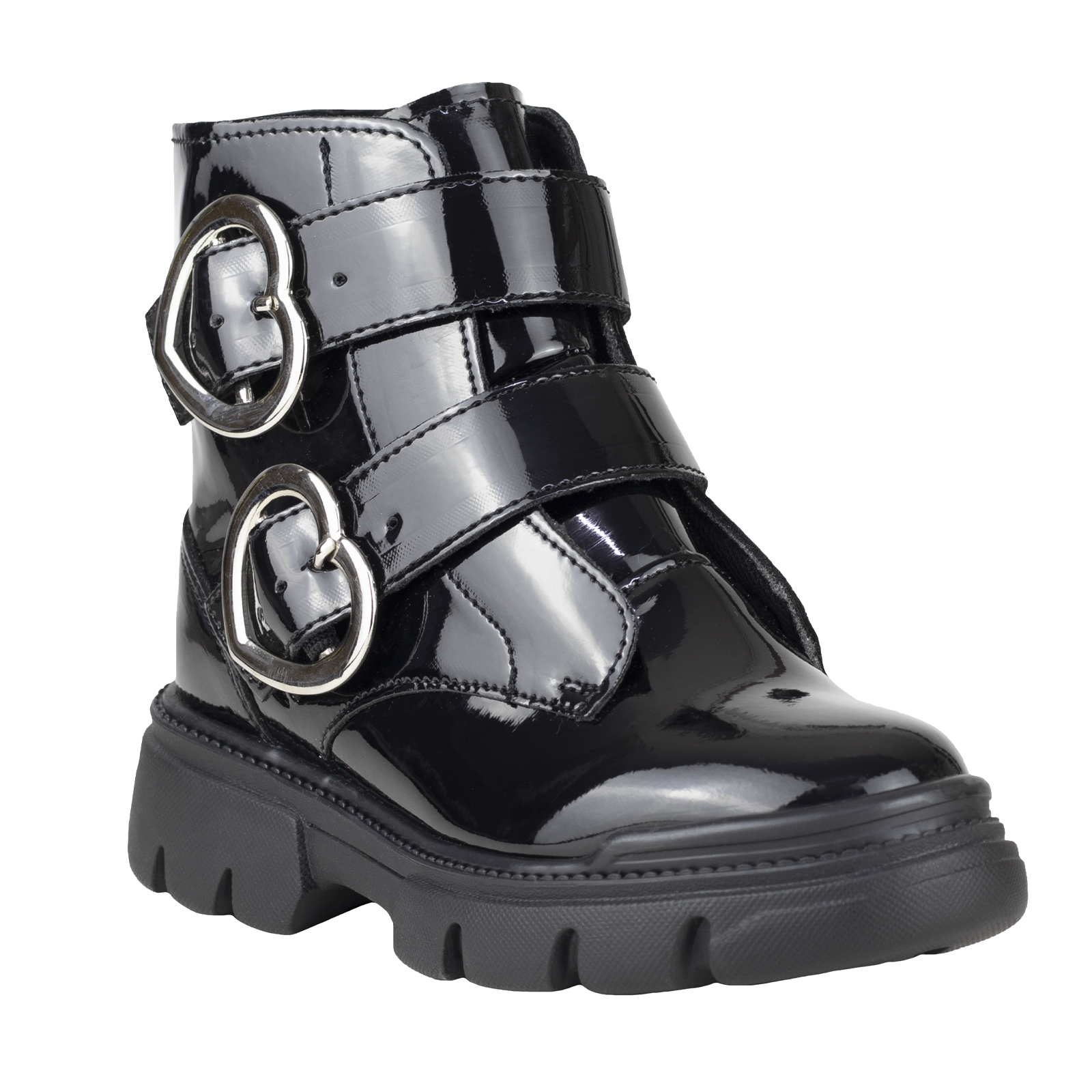 Bota Negra De Charol Urbanas Para Niña Karsten 643051-A Con Plataforma