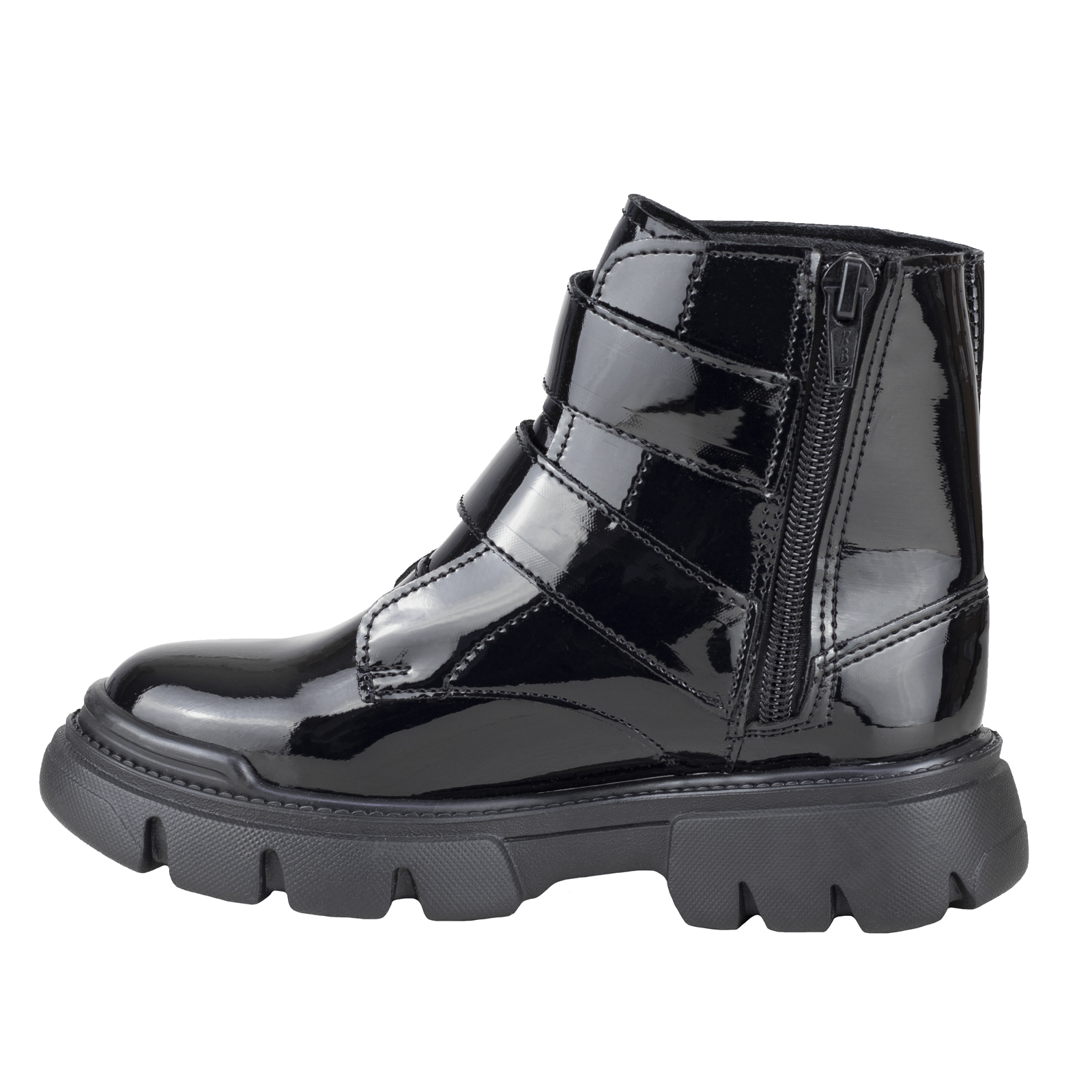 Bota Negra De Charol Urbanas Para Niña Karsten 643051-A Con Plataforma